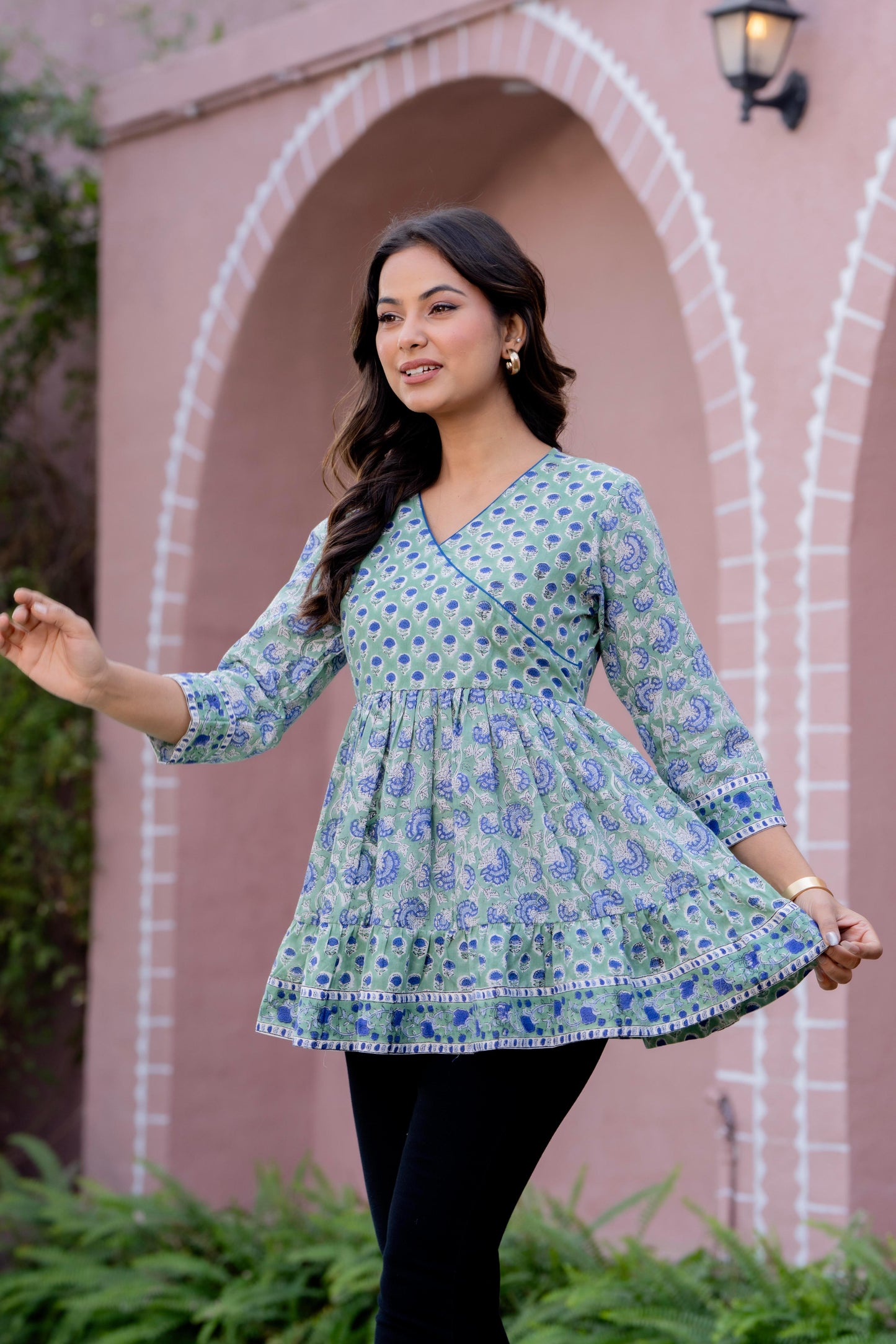 Floral Block print Soft Cotton Short Top