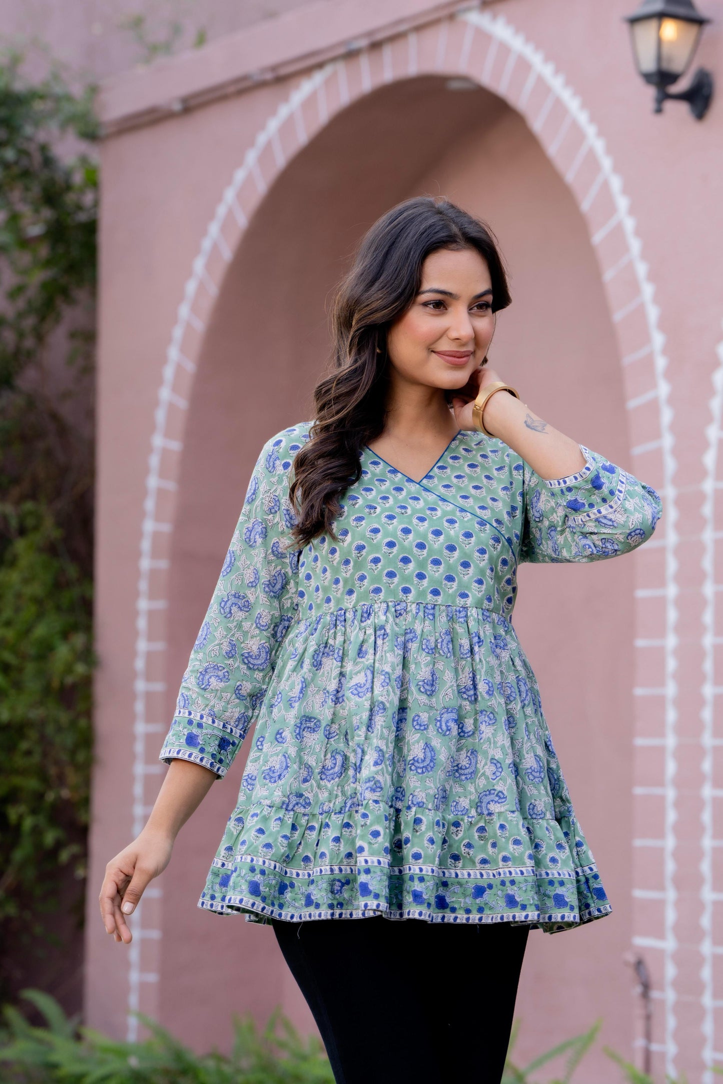 Floral Block print Soft Cotton Short Top