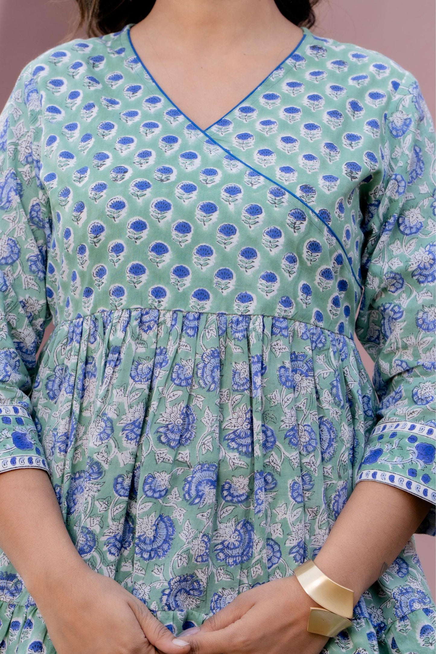 Floral Block print Soft Cotton Short Top