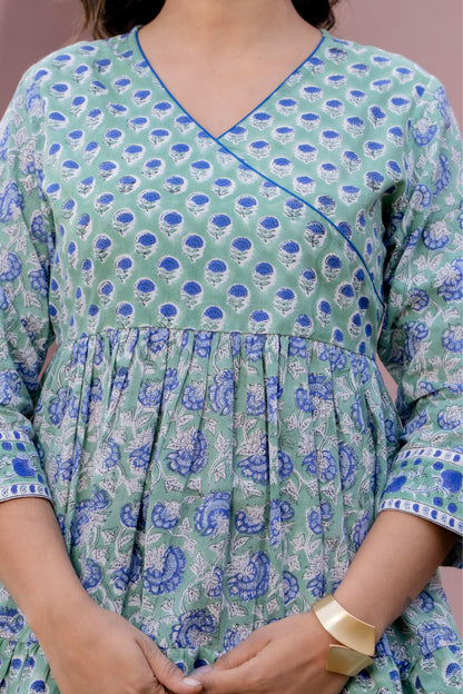 Floral Block print Soft Cotton Short Top