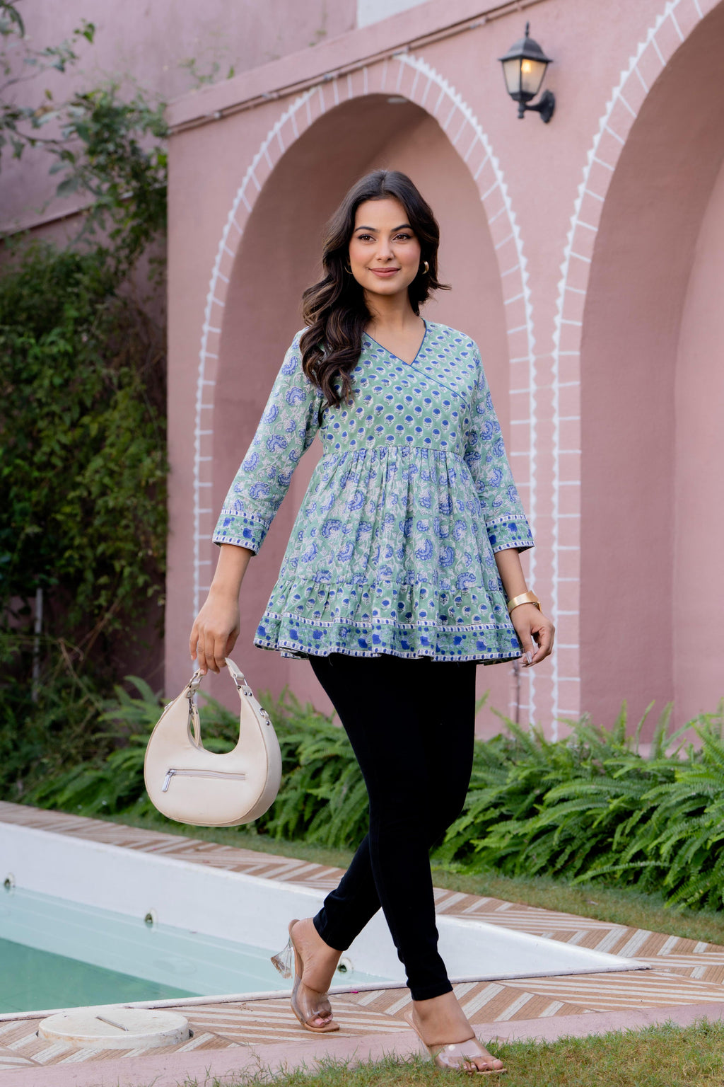 Floral Block print Soft Cotton Short Top