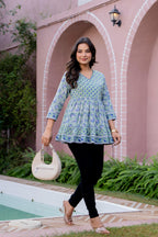 Floral Block print Soft Cotton Short Top