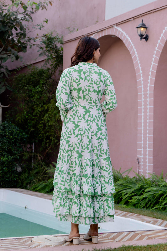 Hand Block Printed Cotton Long Dress -the heritage