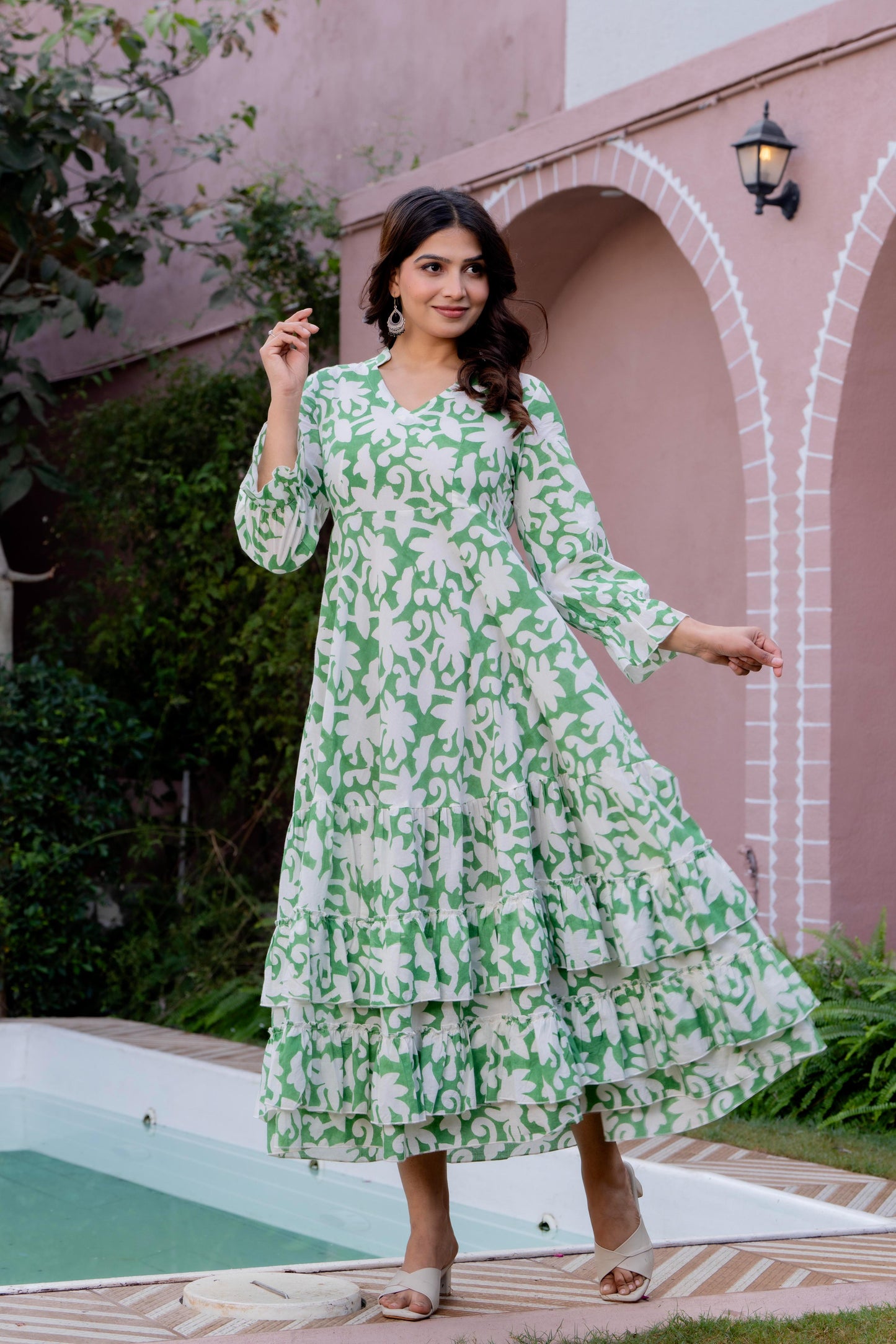 Hand Block Printed Cotton Long Dress -the heritage