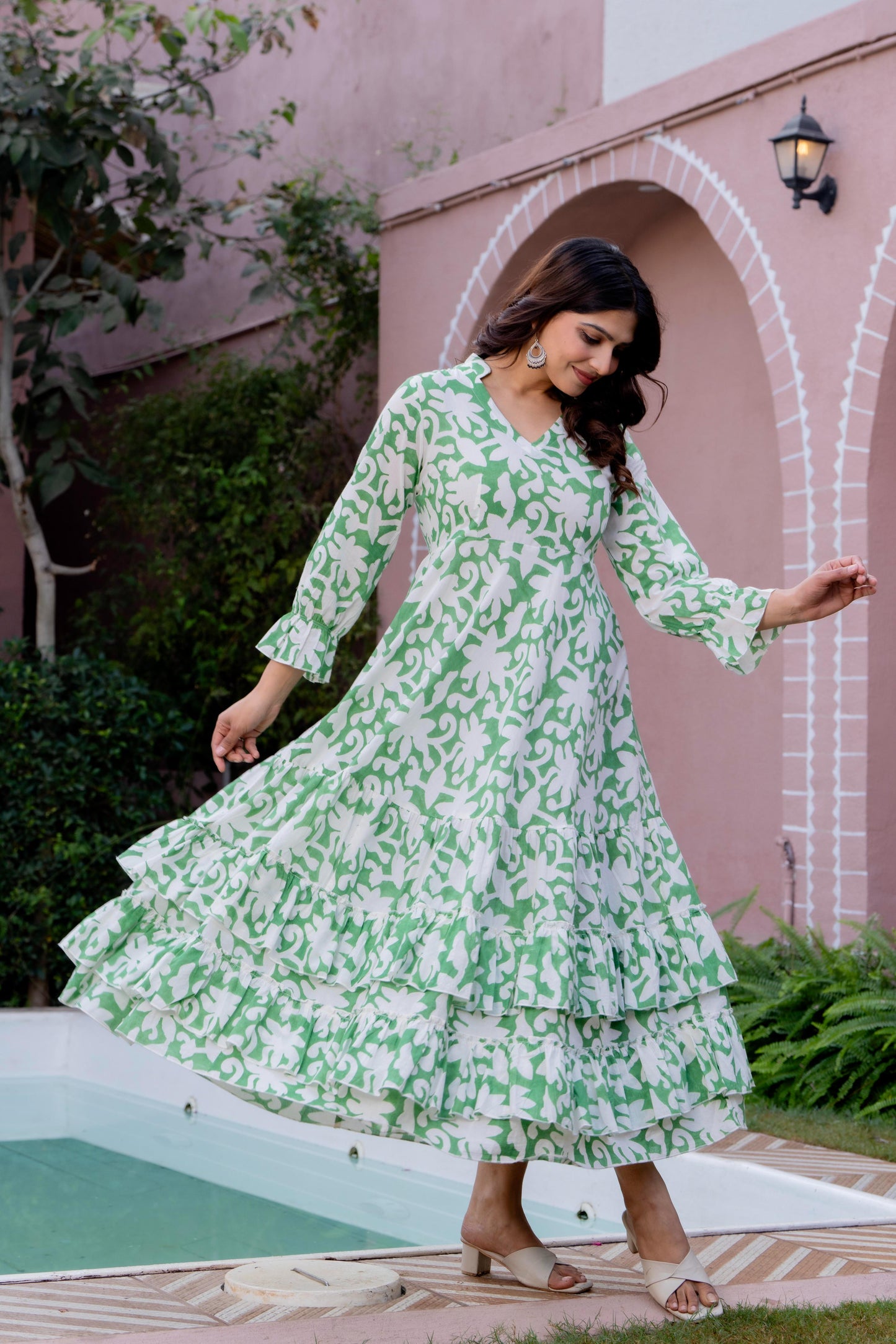 Hand Block Printed Cotton Long Dress -the heritage