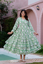 Hand Block Printed Cotton Long Dress -the heritage