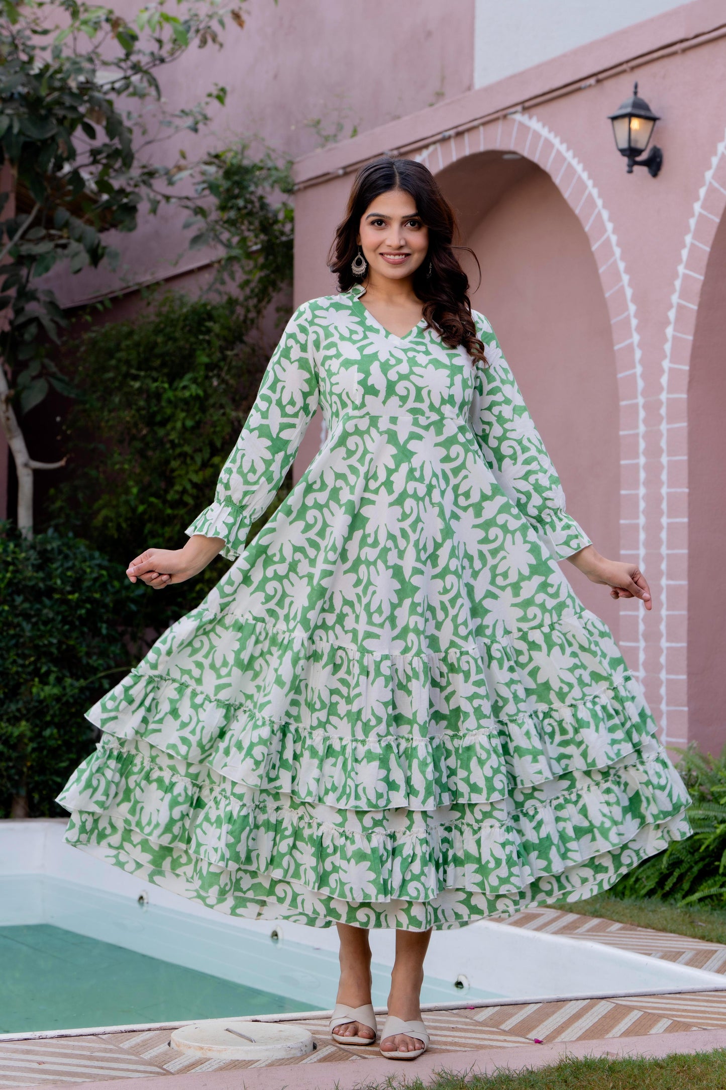 Hand Block Printed Cotton Long Dress -the heritage