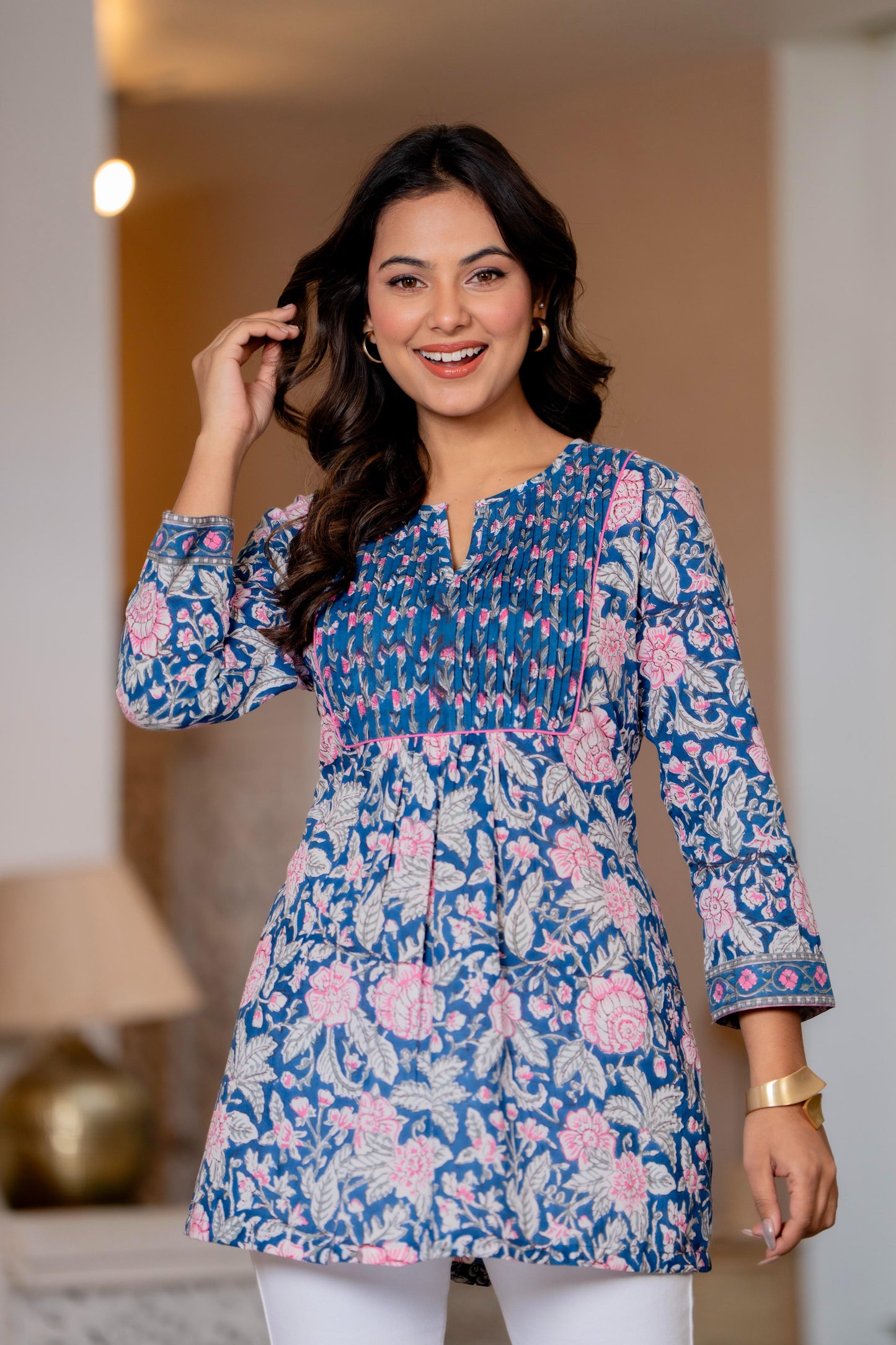 Floral Block print Soft Cotton Short Top