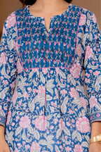 Floral Block print Soft Cotton Short Top