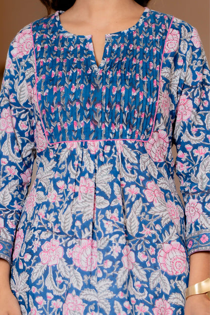 Floral Block print Soft Cotton Short Top