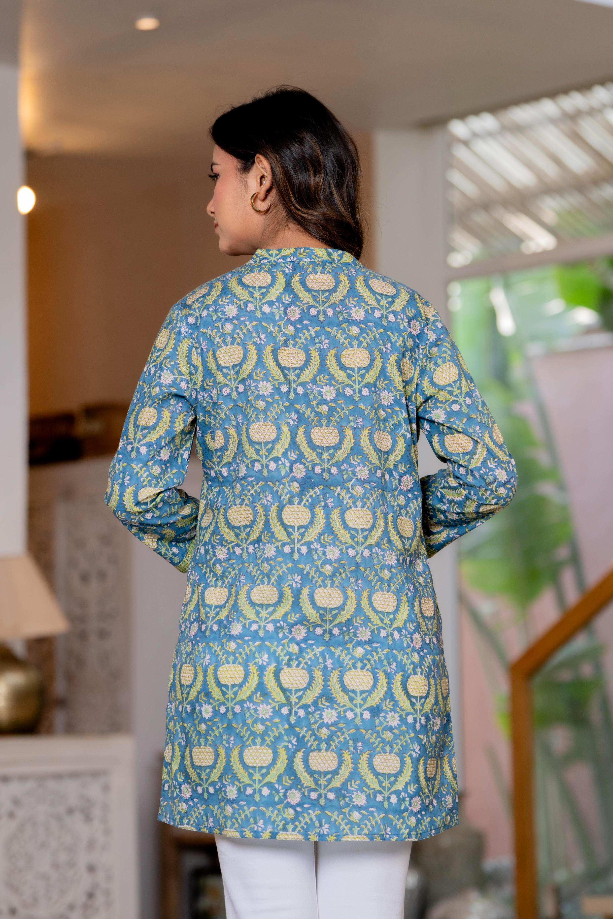 Elegance Charm Cotton Block Print Top