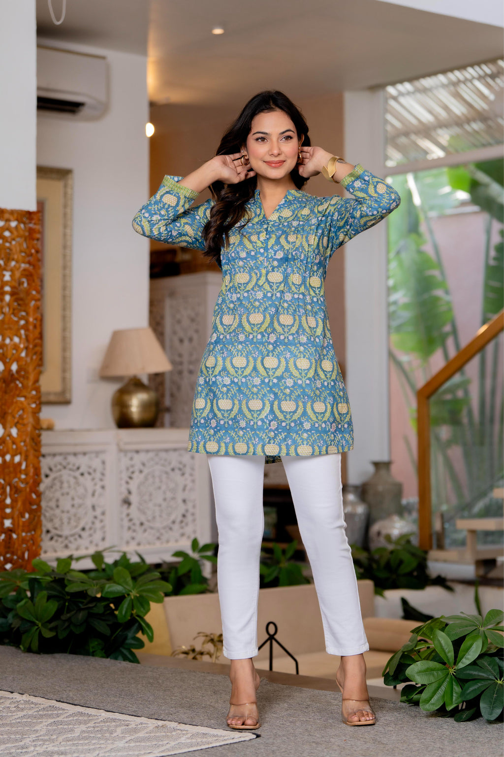 Elegance Charm Cotton Block Print Top