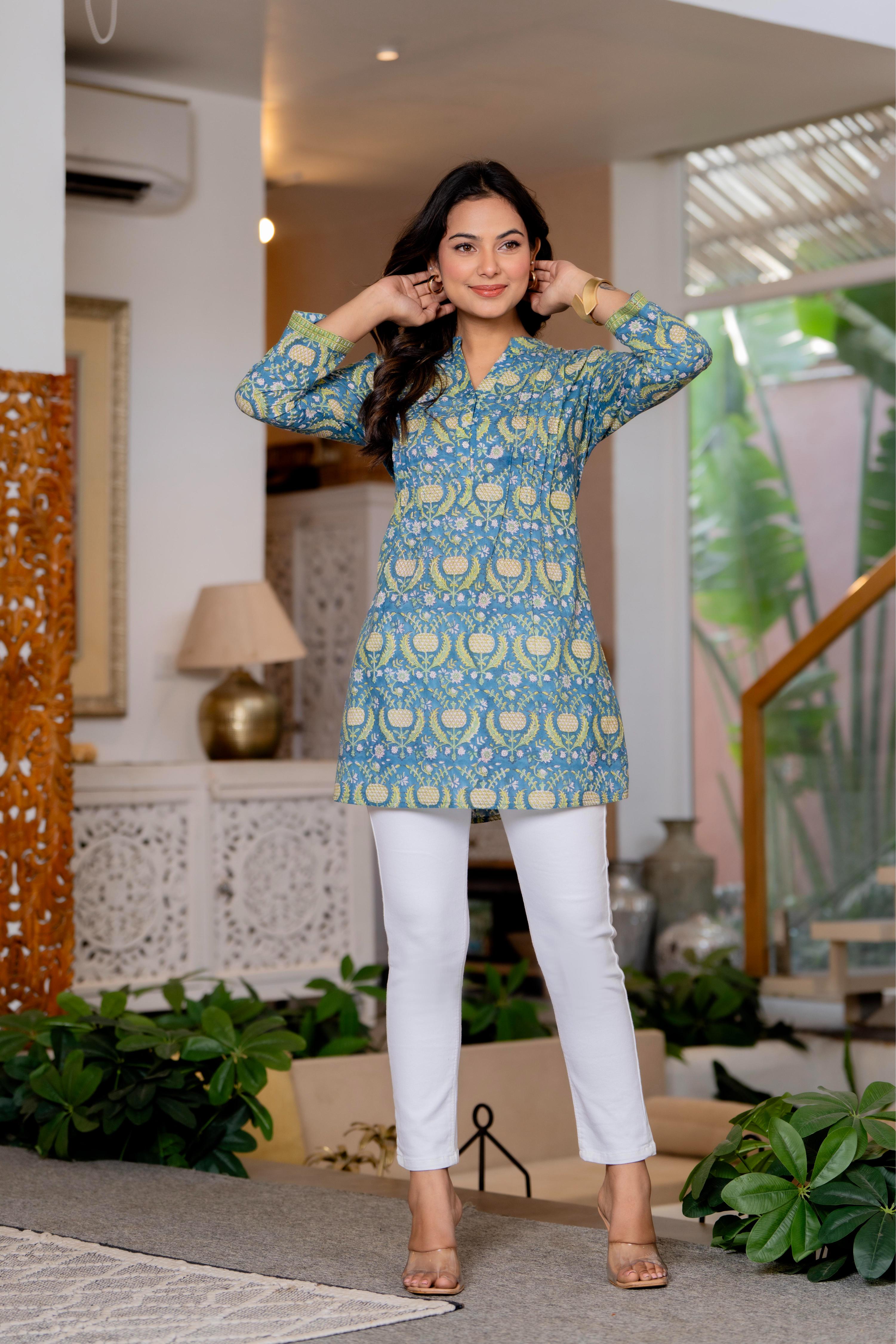 Elegance Charm Cotton Block Print Top