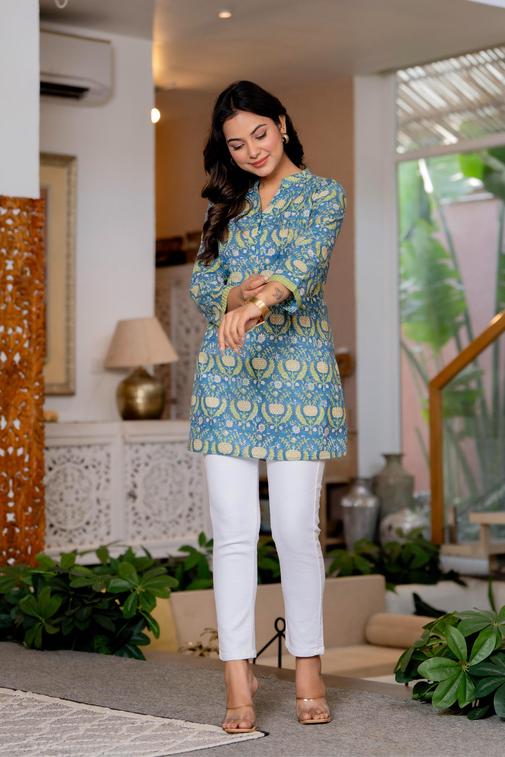 Elegance Charm Cotton Block Print Top