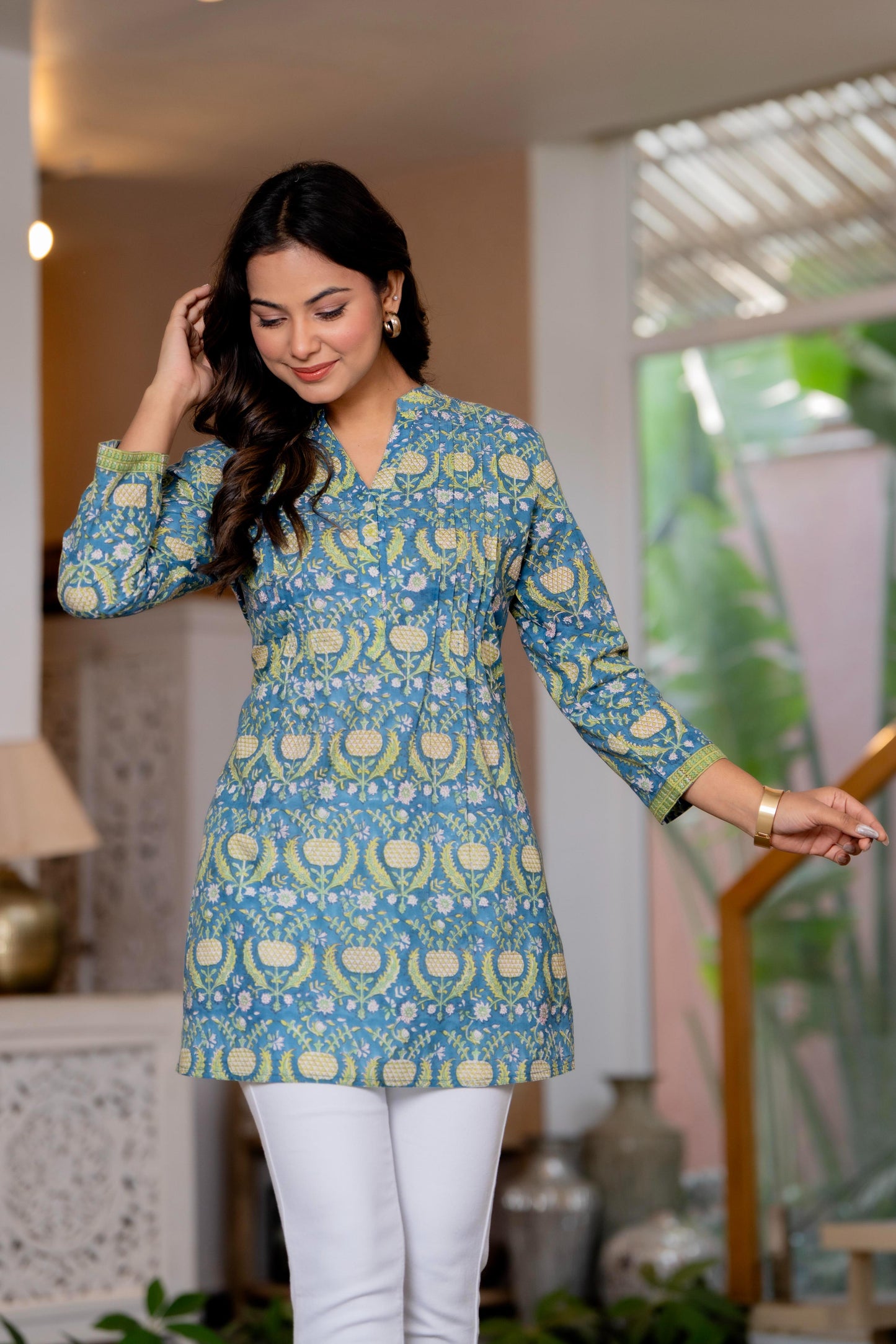 Elegance Charm Cotton Block Print Top
