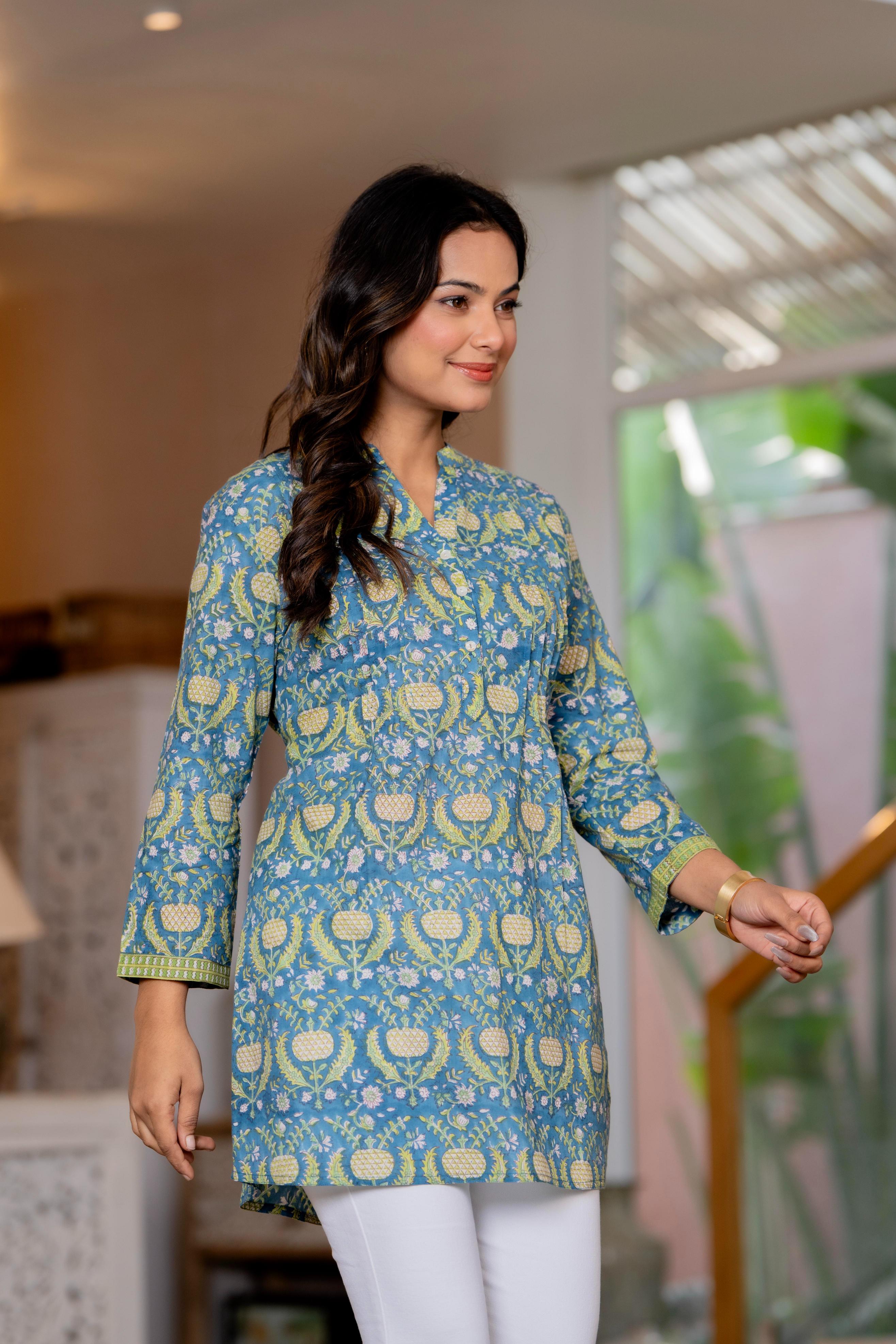 Elegance Charm Cotton Block Print Top