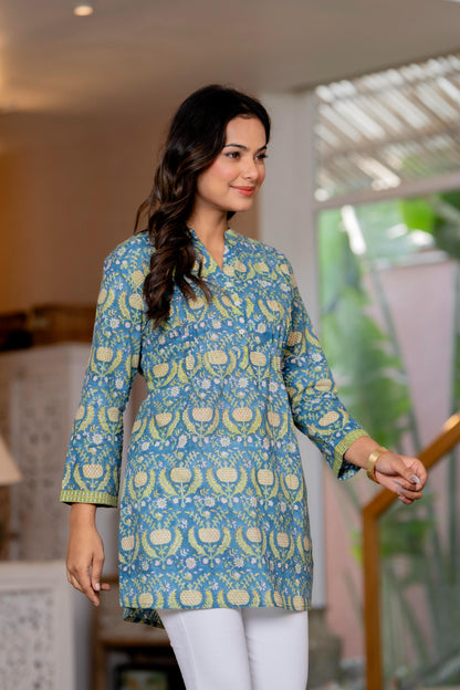 Elegance Charm Cotton Block Print Top
