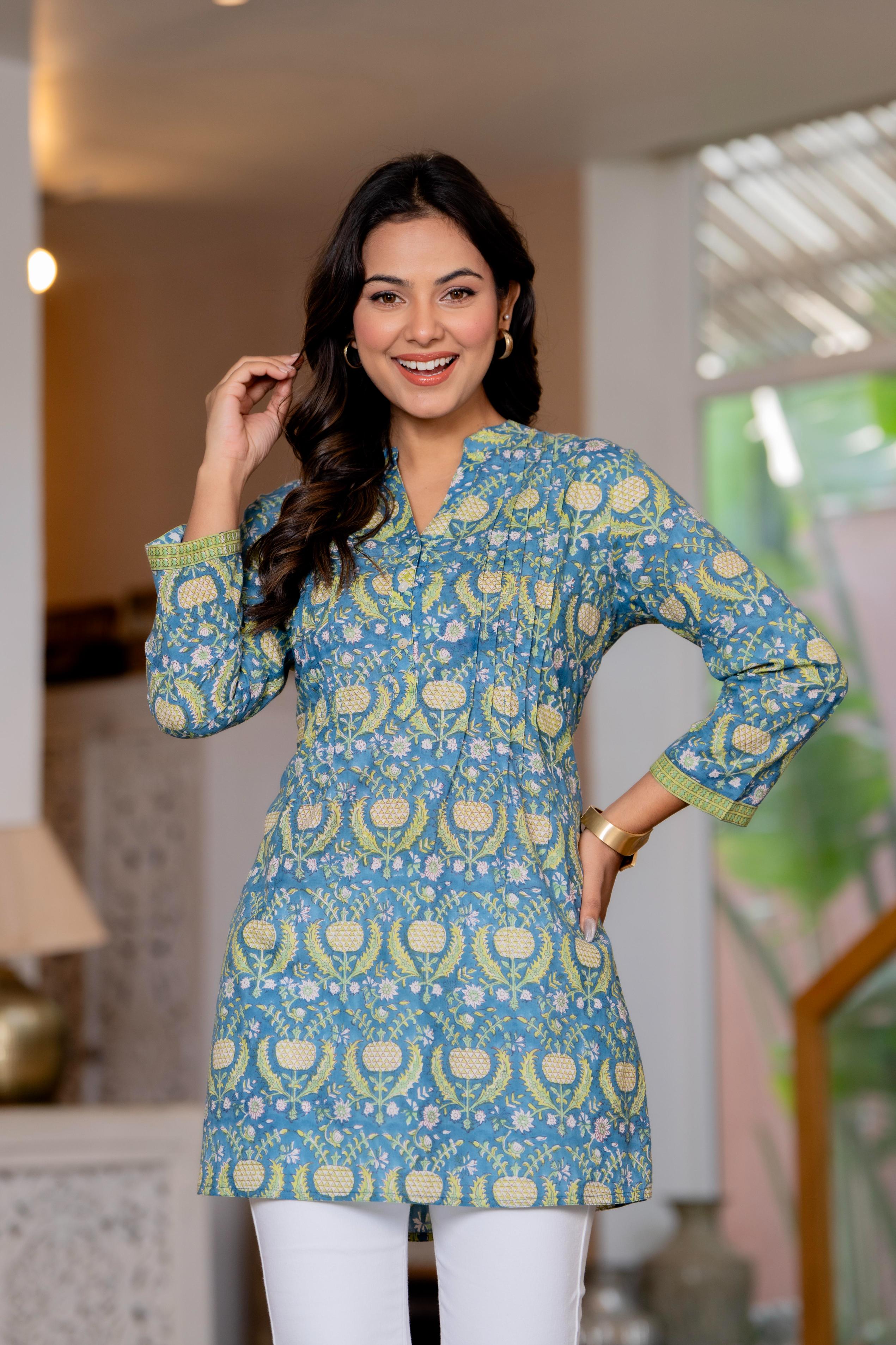 Elegance Charm Cotton Block Print Top