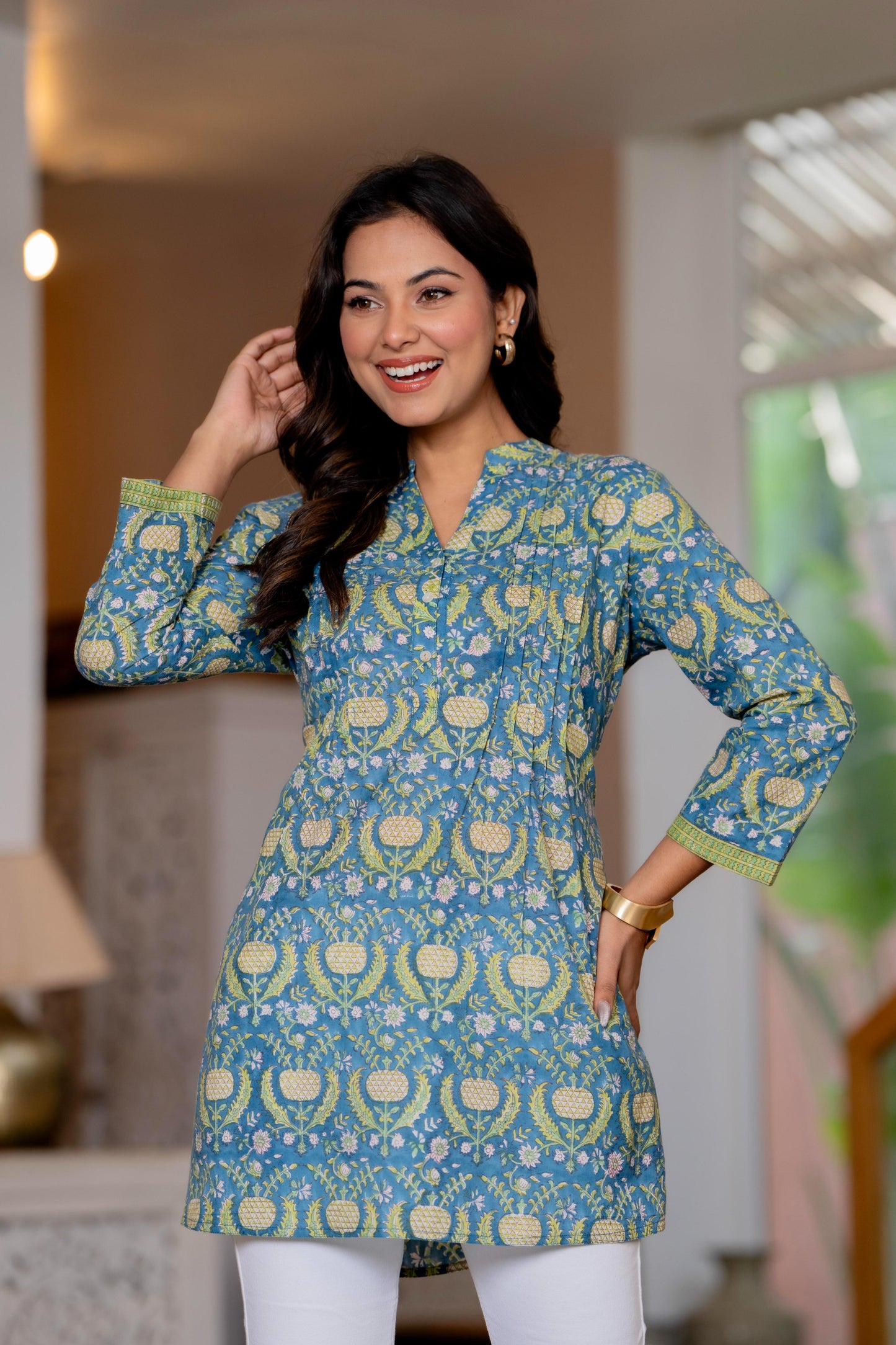 Elegance Charm Cotton Block Print Top