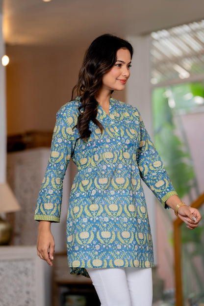 Elegance Charm Cotton Block Print Top