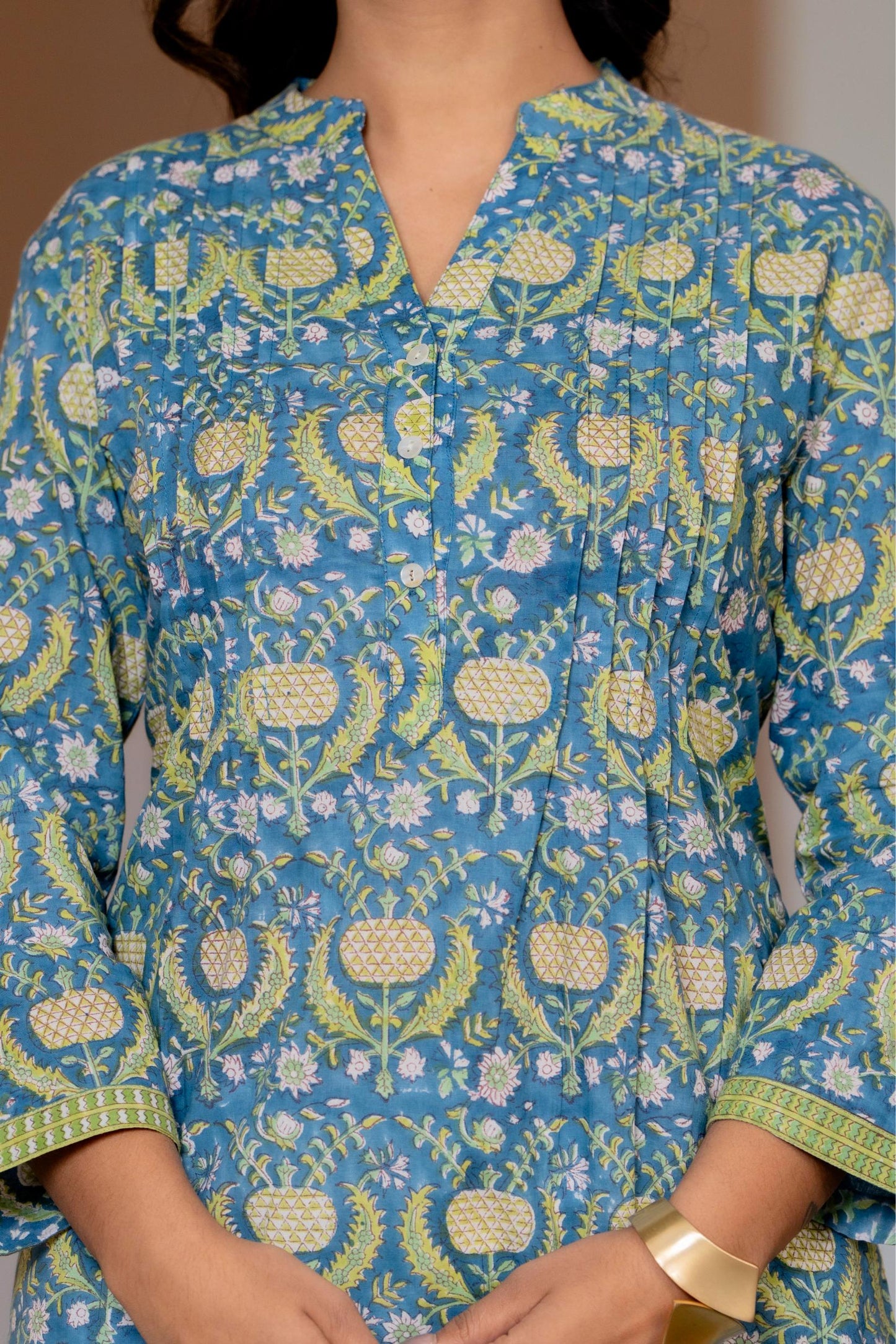 Elegance Charm Cotton Block Print Top