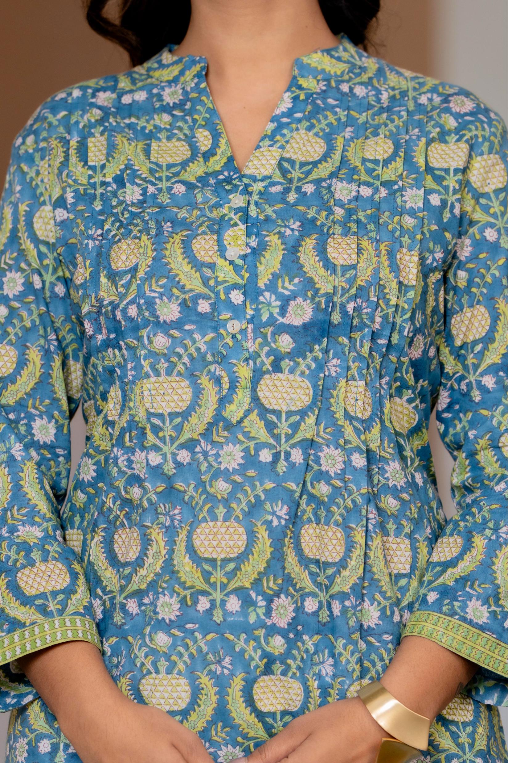 Elegance Charm Cotton Block Print Top