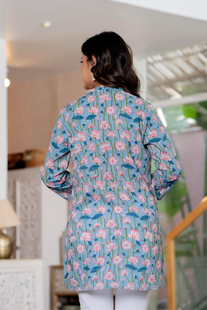 Floral Block print Soft Cotton Short Top