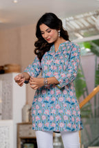 Floral Block print Soft Cotton Short Top