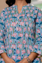 Floral Block print Soft Cotton Short Top