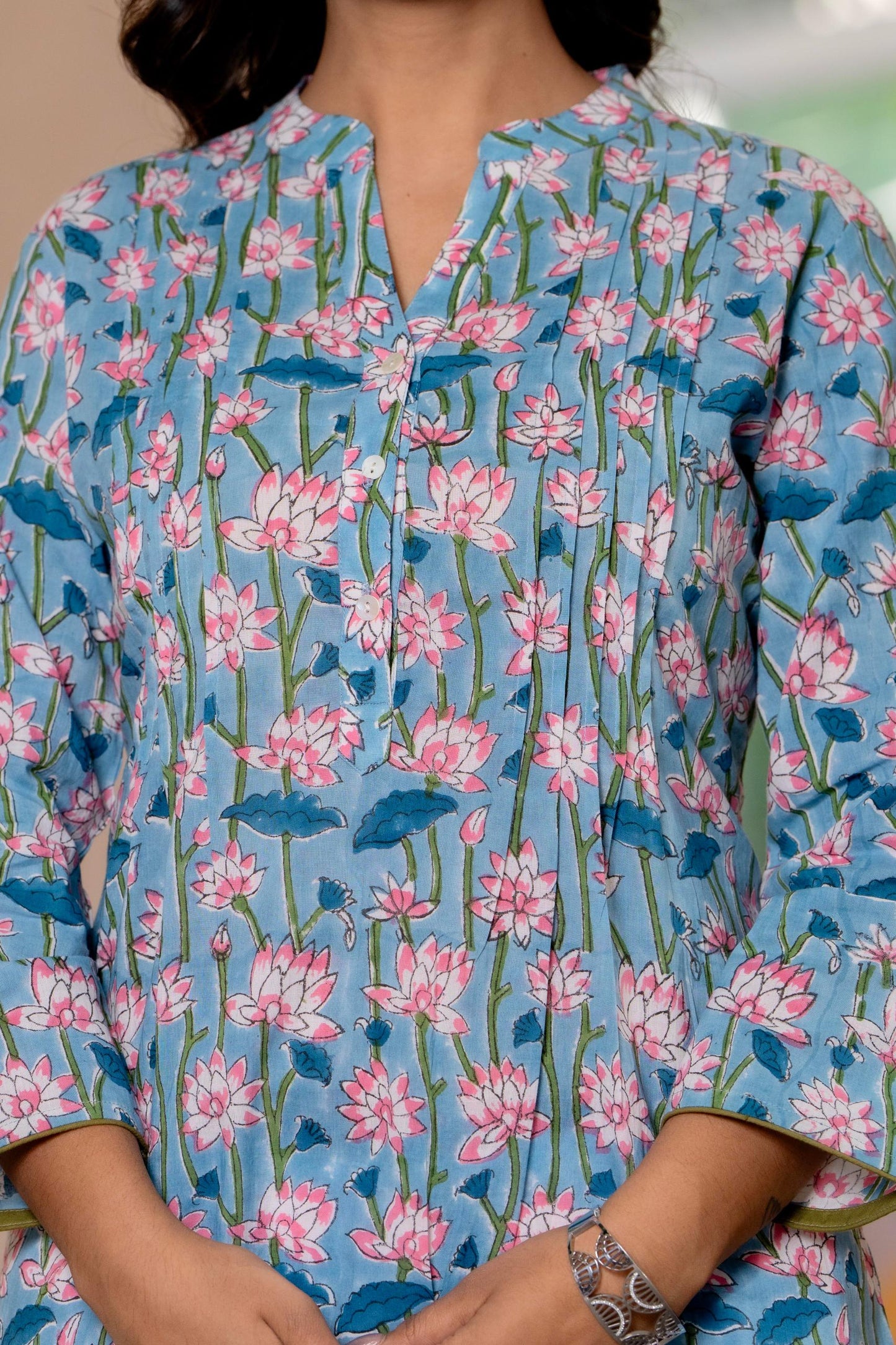 Floral Block print Soft Cotton Short Top