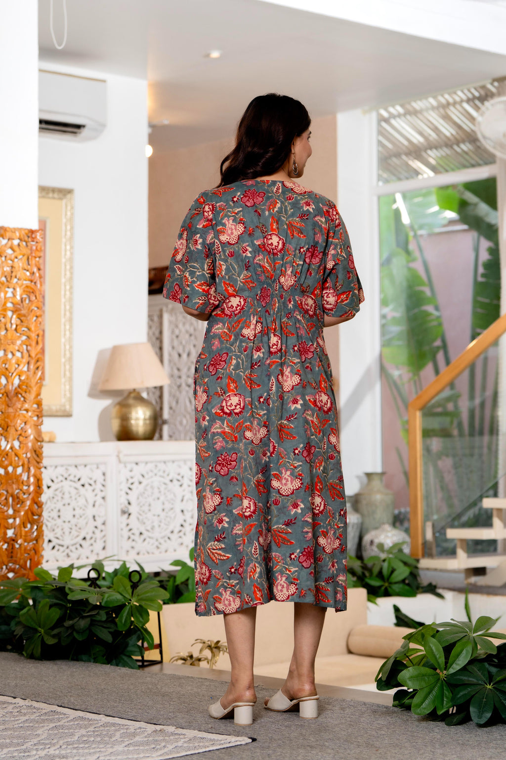 Authentic Hand Block Print Long Kaftan Dress