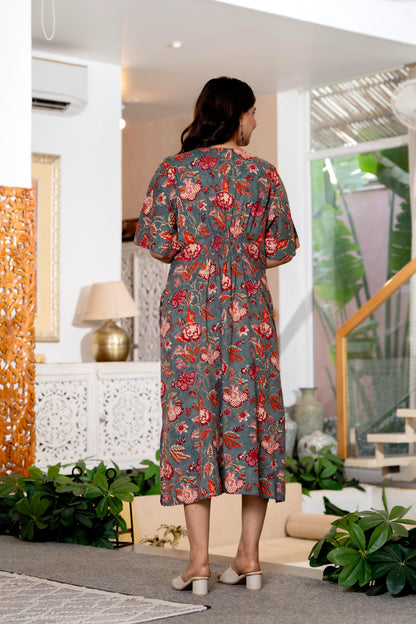 Authentic Hand Block Print Long Kaftan Dress