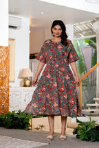 Authentic Hand Block Print Long Kaftan Dress