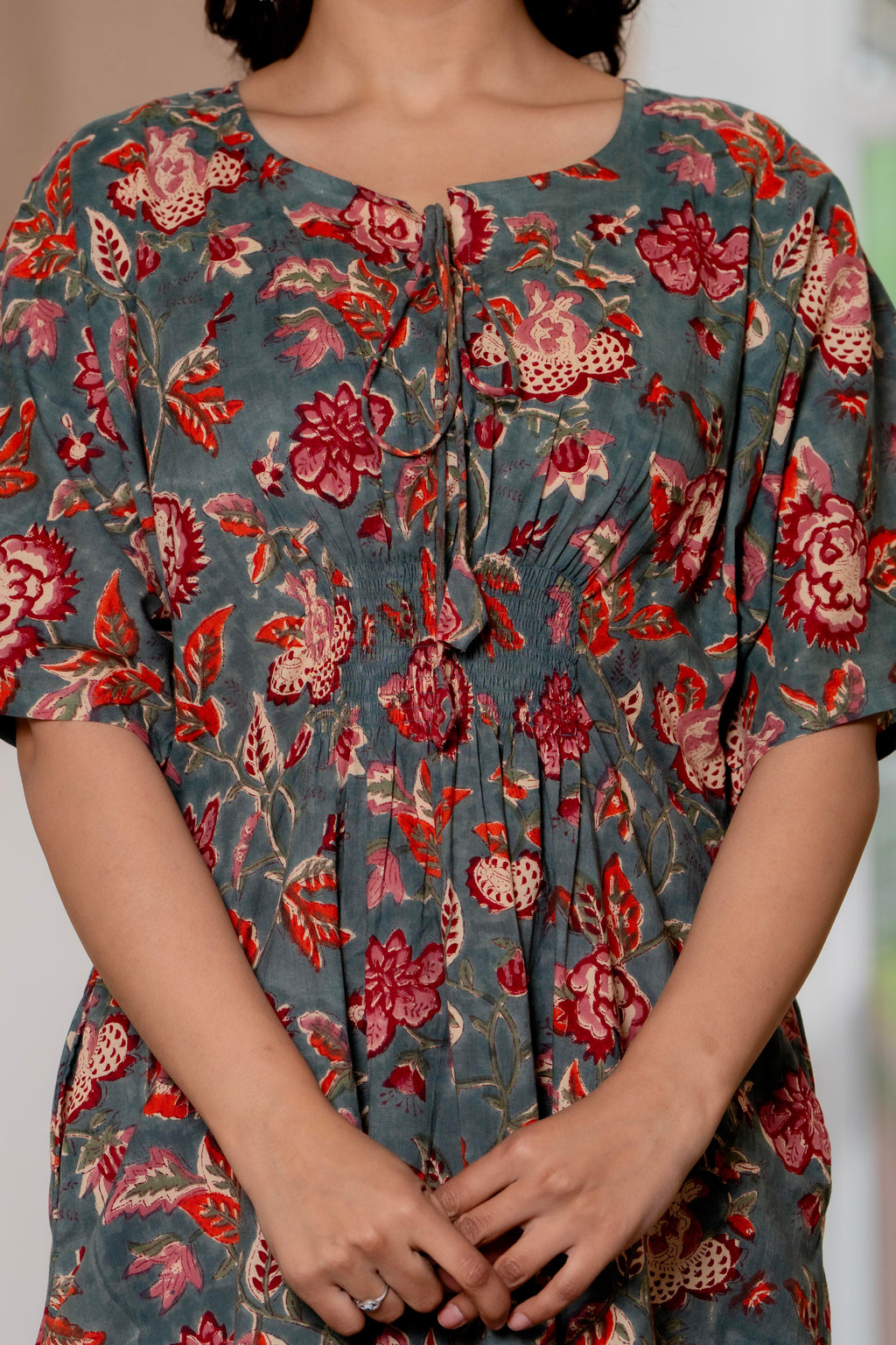 Authentic Hand Block Print Long Kaftan Dress