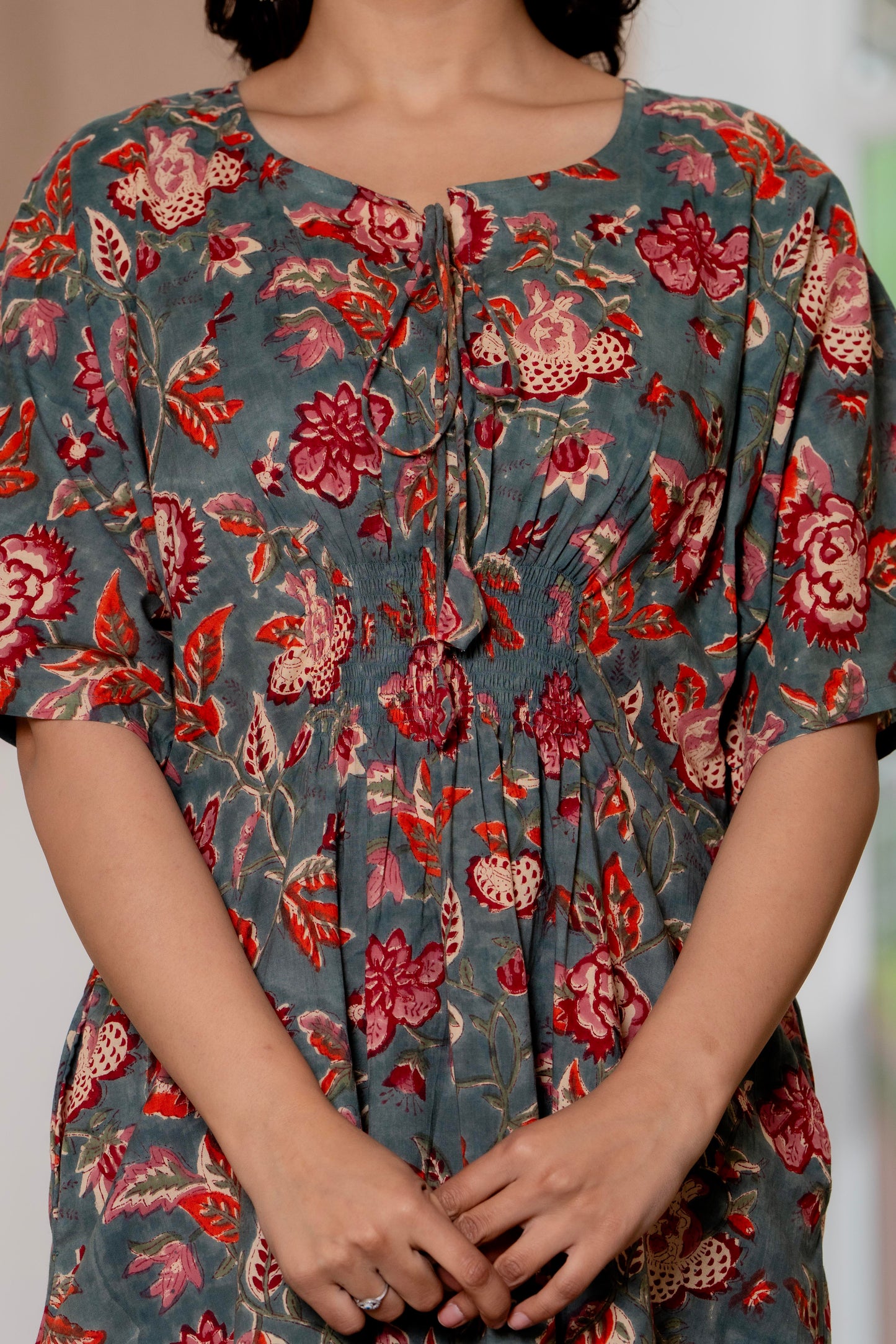 Authentic Hand Block Print Long Kaftan Dress