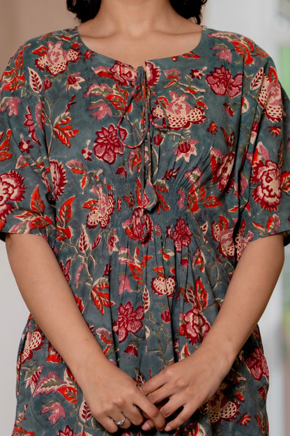 Authentic Hand Block Print Long Kaftan Dress