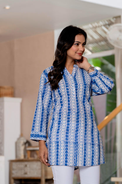 Elegance Charm Cotton Block Print Top