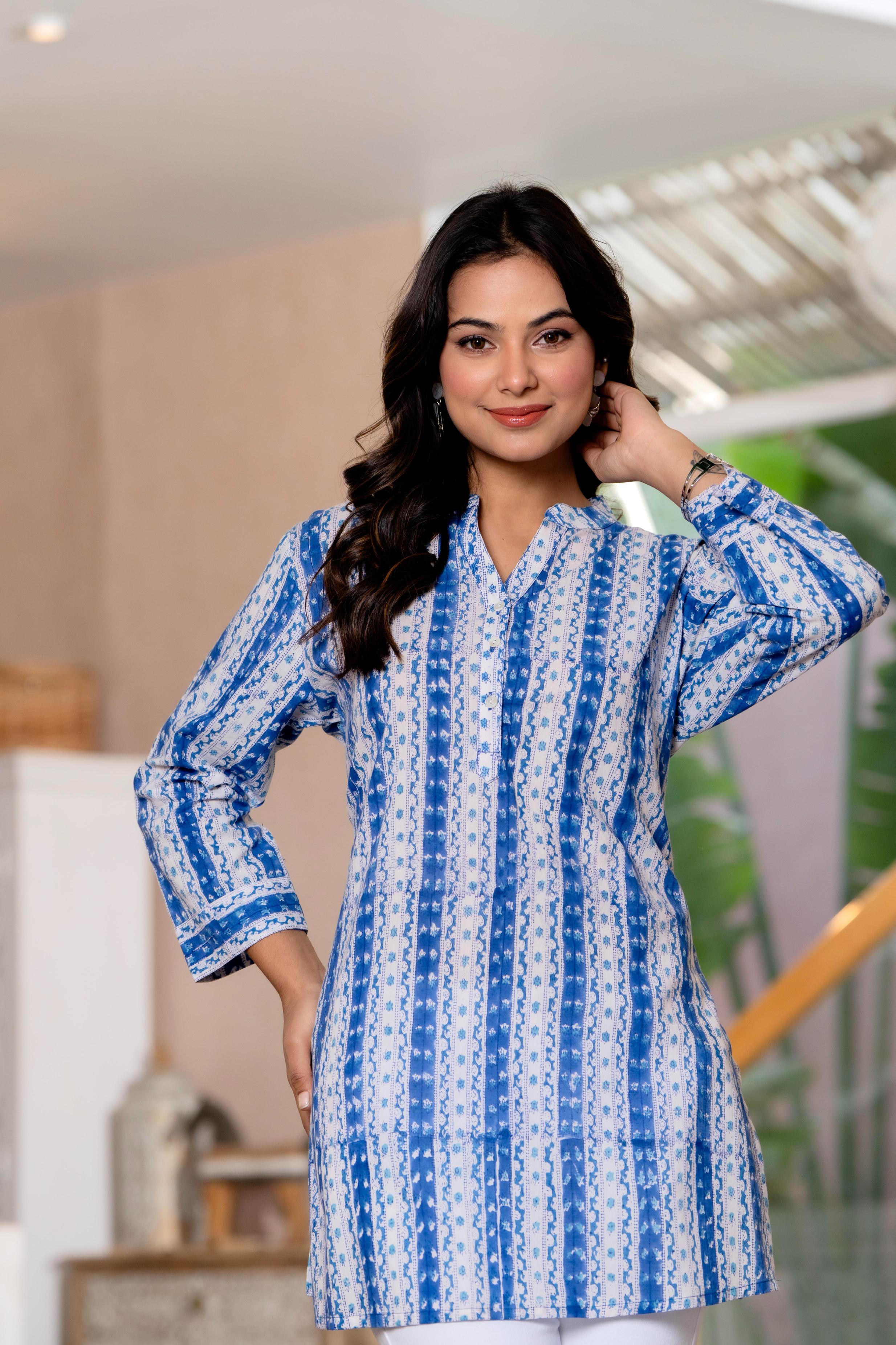 Elegance Charm Cotton Block Print Top