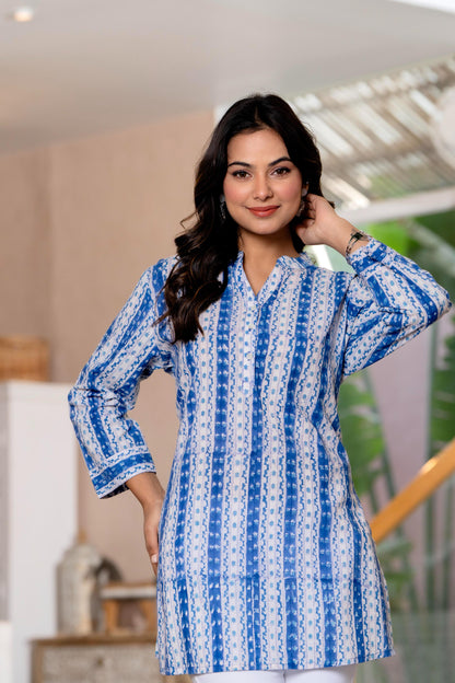 Elegance Charm Cotton Block Print Top