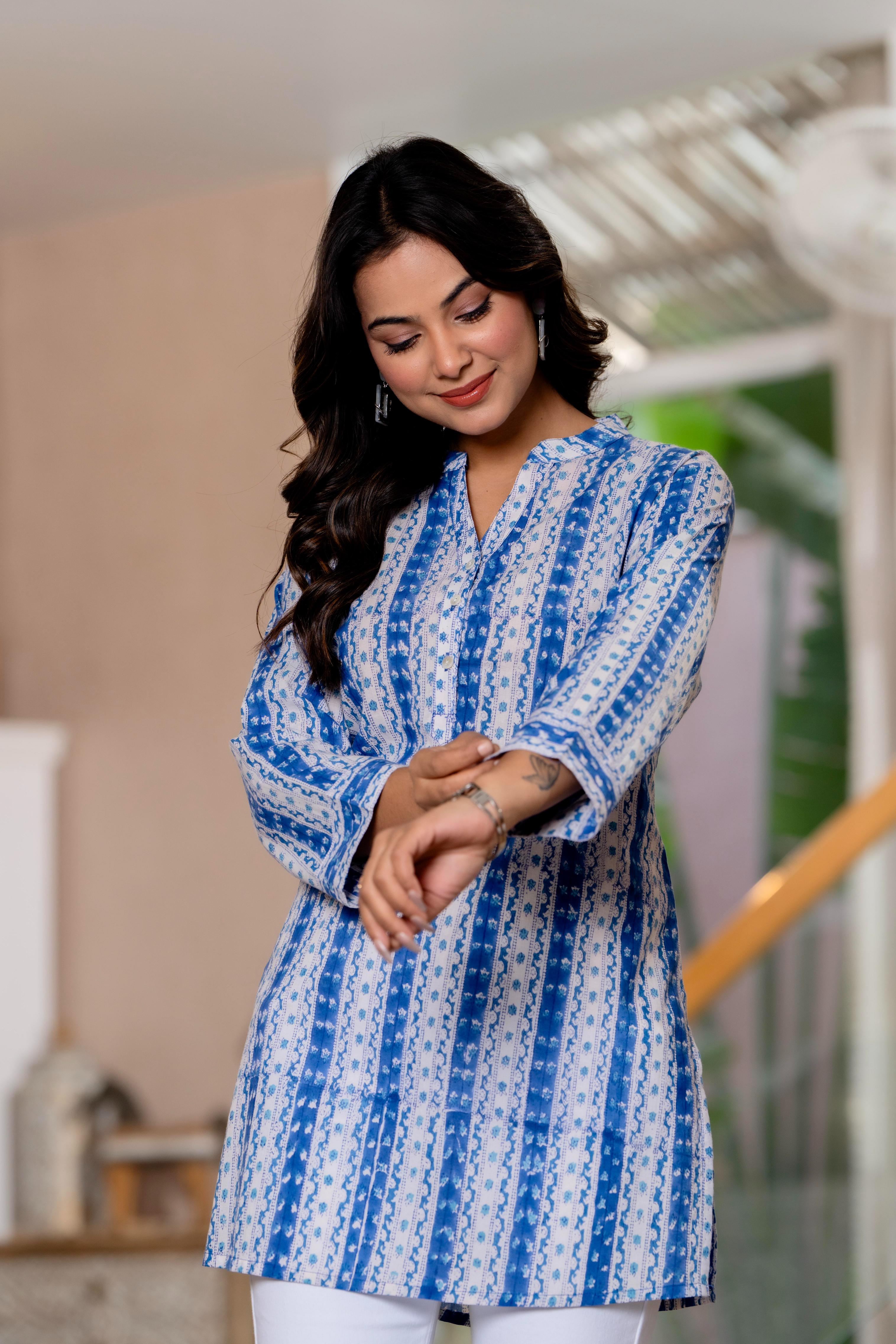 Elegance Charm Cotton Block Print Top