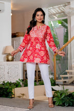 Floral Block print Soft Cotton Short Top