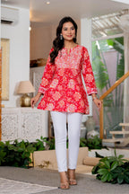 Floral Block print Soft Cotton Short Top