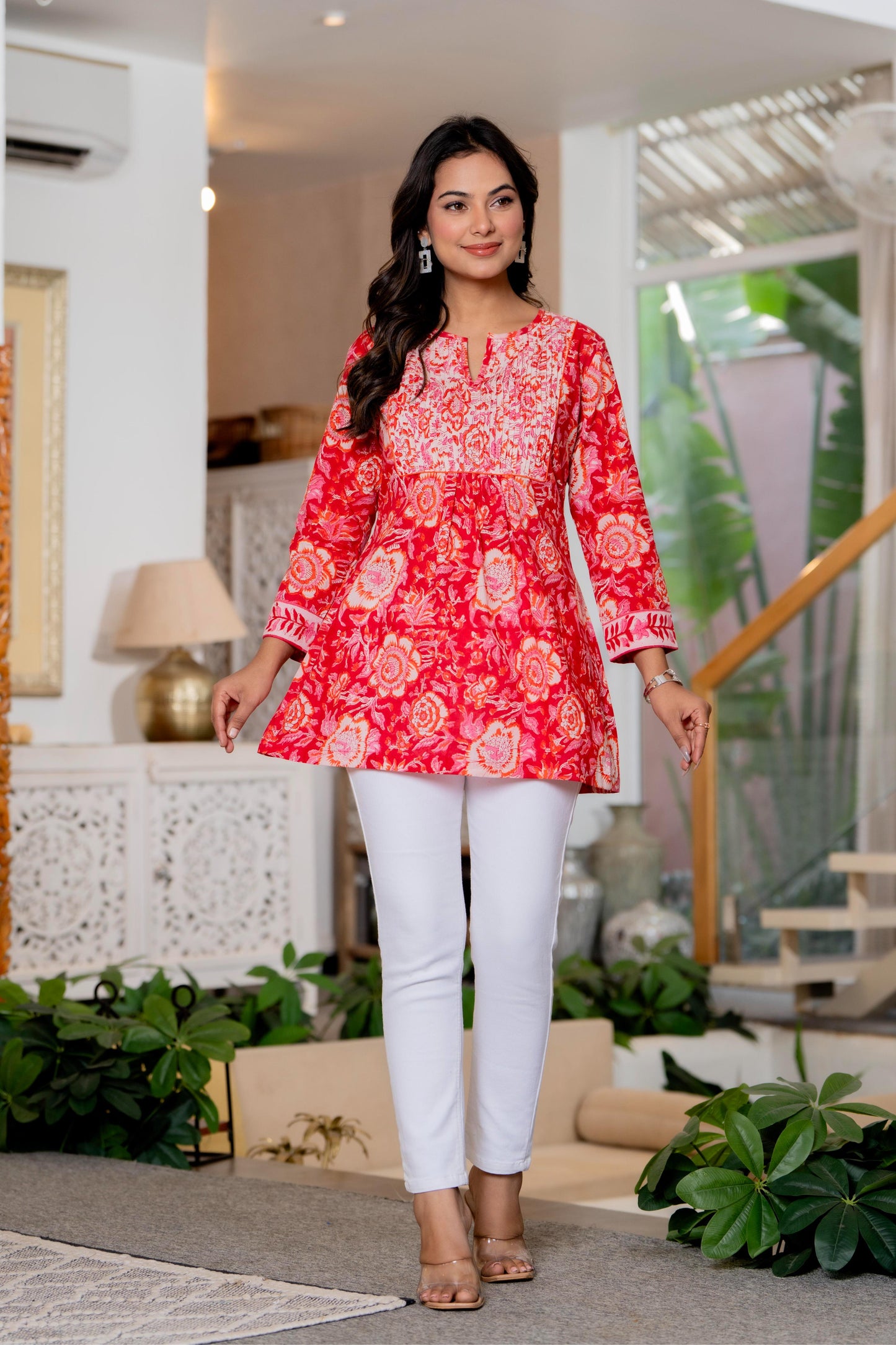 Floral Block print Soft Cotton Short Top