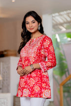 Floral Block print Soft Cotton Short Top