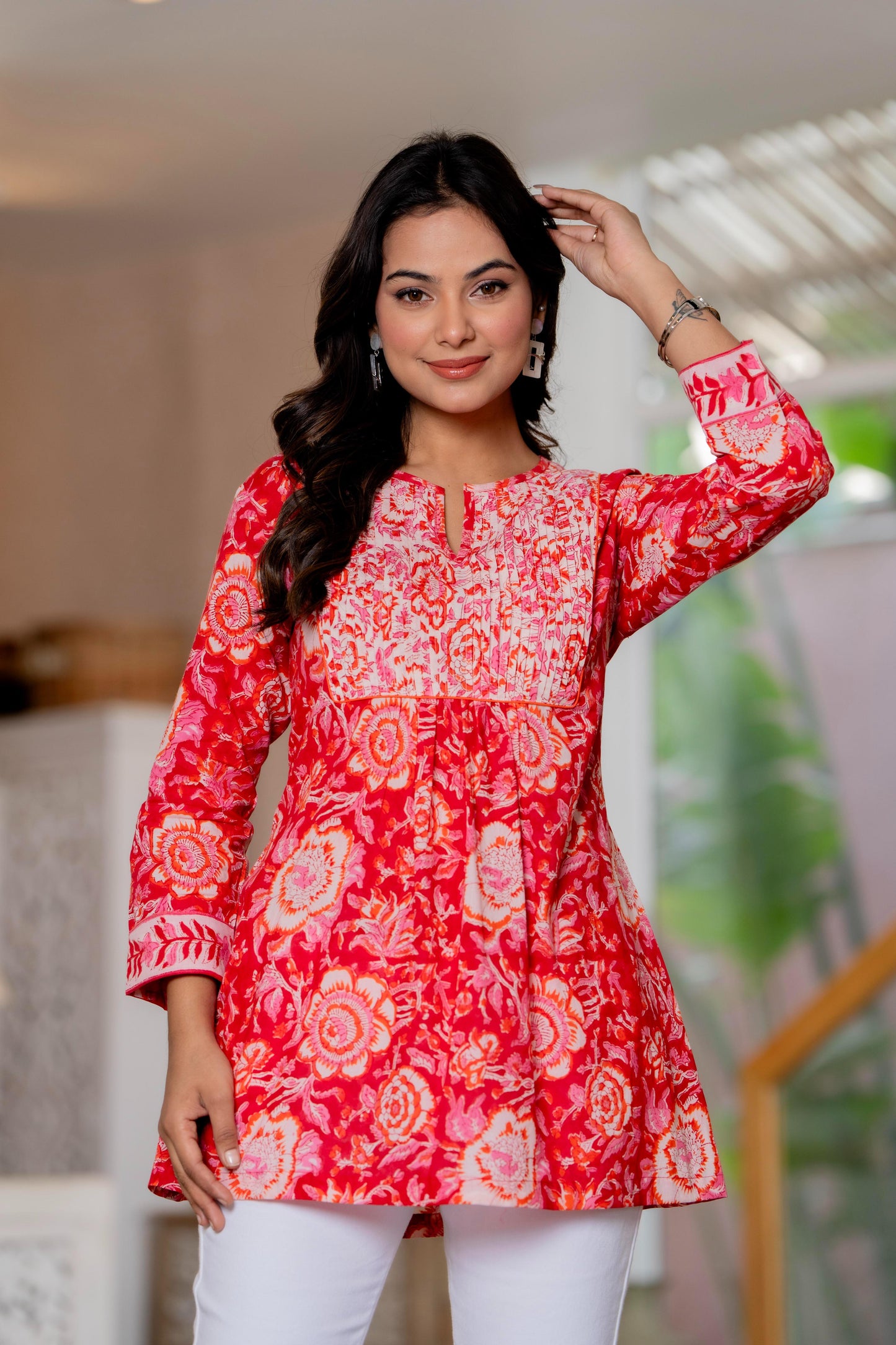 Floral Block print Soft Cotton Short Top