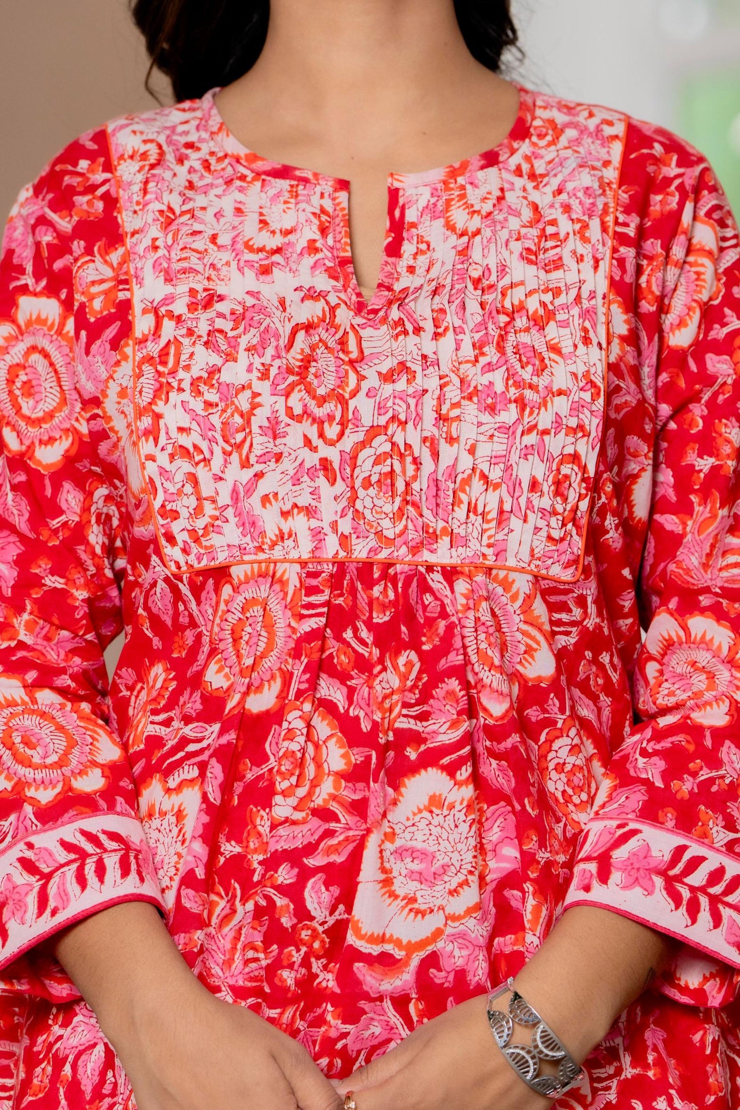 Floral Block print Soft Cotton Short Top