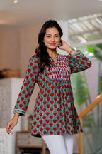 Floral Block print Soft Cotton Short Top