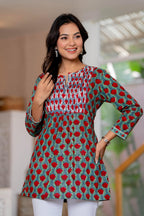 Floral Block print Soft Cotton Short Top