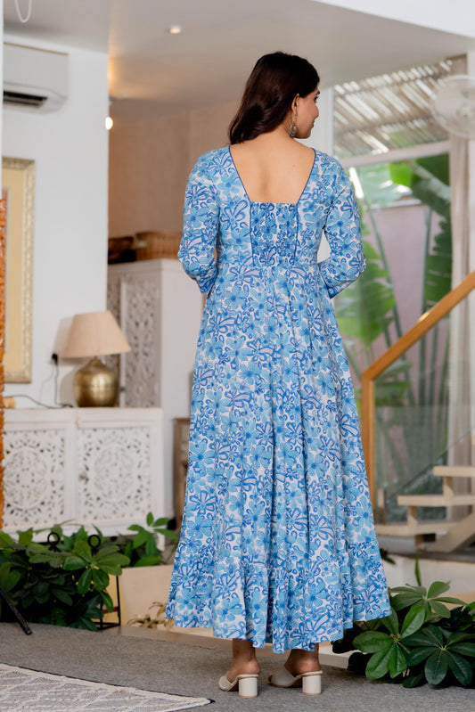 Hand Block Printed Cotton Long Dress -the heritage