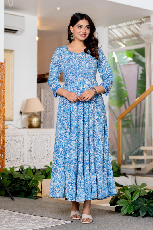 Hand Block Printed Cotton Long Dress -the heritage